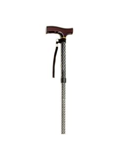 Folding Cane with Strap - Black Wave