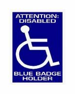 Attention: Disabled Blue Badge Holder - Car Sticker 35 1 from Mobility Smart