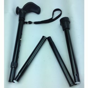 Folding Walking Stick Comfort/Ergonomic Right Handle - Black (33 -  37