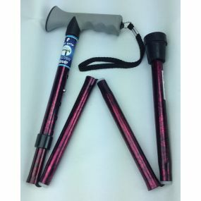 Folding Walking Stick Padded T Handle - Red Crackle (33 - 37