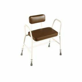 Bariatric Perching Stool (Tubular Arms & Padded Back in Brown)