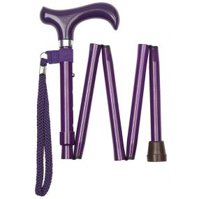 Folding Walking Stick Derby Handle - Metallic Purple (32 - 35
