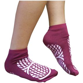 Double Sided Non Slip Patient Slipper Socks - Size 7.5-9.5 (Purple)