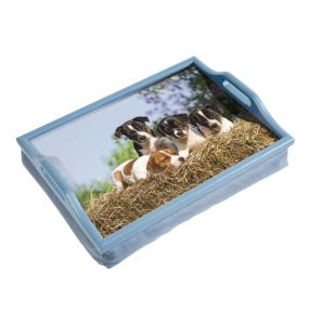 Wooden Lap Tray With Cushion - Puppies