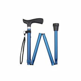Folding Walking Stick Crutch Handle - Blue (32 - 36