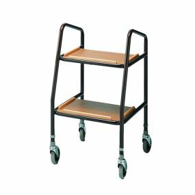Adjustable Height Kitchen Trolley with Wooden Shelves