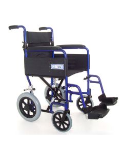 Folding Aluminium Transit Wheelchair - Blue 18