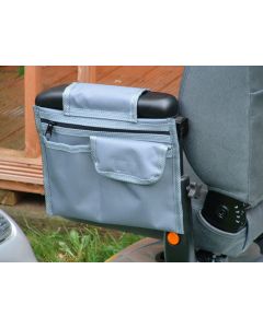 Wheelchair / Scooter Tripple Pocket Armrest Pouch - Grey