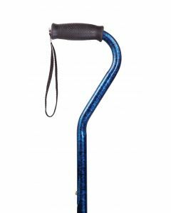 Swan Neck Walking Stick Rubber Handle - Blue Crackle (28 - 37