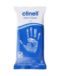 Clinell Antimicrobial Hand Wipes – Pack 8 wipes