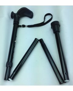 Folding Walking Stick Comfort/Ergonomic Left Handle - Black (33 - 37