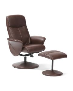 Drive Braga Swivel Recline Chair with Footstool - Brown PU 