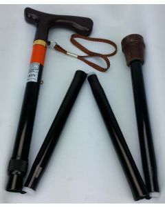 Folding Walking Stick T Handle - Black Escort (33 - 37