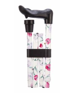 Pink Flowers Folding Arthritis Grip Walking Stick