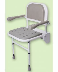 Folding Shower Seat with Legs, Padded Seat, Back and Arms