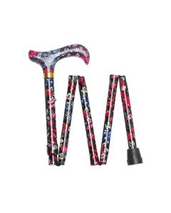 Folding Walking Stick with Coloured Handle
