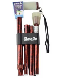 Folding Walking Stick With Glow Grip Padded Handle - Copper (33-37")