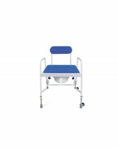 Bariatric Vinyl Commode Featuring Backrest, Two Castors & Adjustable Height