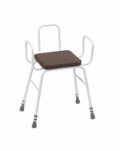 Perching Stool - Adjustable Height (Tubular Arms and Back in Brown)