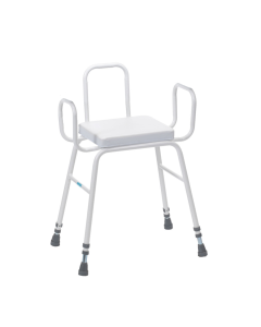 Adjustable Height Perching Stool with Back and Arms