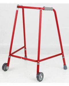 Red Adjustable Height Narrow Wheeled Walking Frame - Medium