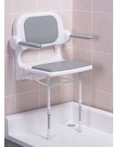 Wall Mounted Fold Up Shower Seat with Back and Arms